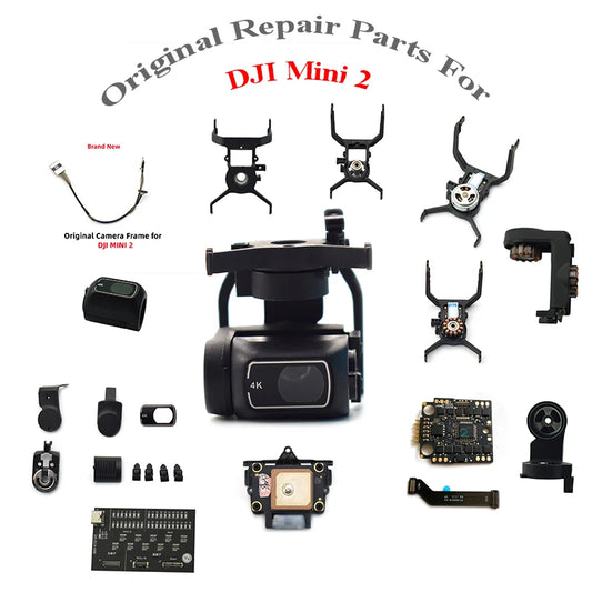 Pièces de cardan d'origine pour DJI Mavic Mini/2/SE Gimbal Coque de caméra Signal/câble plat Verre d'objectif/couvercle Support d'amortisseur Bras de roulis/lacet