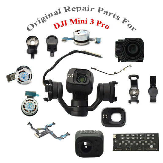 Pièces de rechange d'origine pour DJI Mini 3 Pro Gimbal Camera &amp; Housing Shell/Signal Cable Test Tool/Yaw Roll Motor/Caoutchouc/Lentille en verre