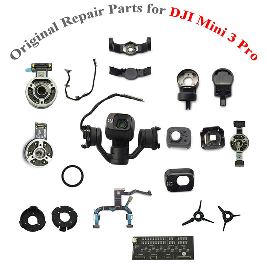 Pièces de rechange d'origine pour boîtier de cardan DJI Mini 3 Pro/outil de test de câble de signal/moteur de roulis de lacet/caoutchouc d'amortissement/verre d'objectif